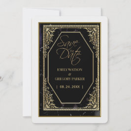 Reine schwarze und goldene Eleganz Save The Date
