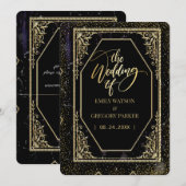 Reine schwarze und goldene Eleganz Save The Date (Vorne/Hinten)