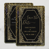 Reine schwarze und goldene Eleganz Save The Date (Vorne/Hinten)