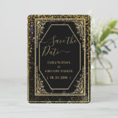 Reine schwarze und goldene Eleganz Save The Date (Stehend Vorderseite)