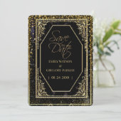 Reine schwarze und goldene Eleganz Save The Date (Stehend Vorderseite)