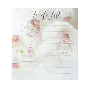 Reine weiße Blumen-Ästhetik-Feiertags-To-Do-Liste Notizblock