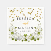 Reiner eleganter Botanischer Hochzeitscocktail Nap Serviette (Vorderseite)