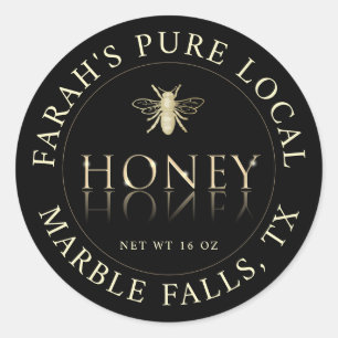 Reiner Honig aus der Gegend mit Gold Heraldic Bee Runder Aufkleber