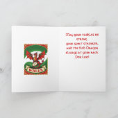 Reiner Rugby-Geist rotes Drachen-Motiv Karte (Innenseite)