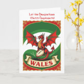 Reiner Rugby-Geist rotes Drachen-Motiv Karte (Gelbe Blume)