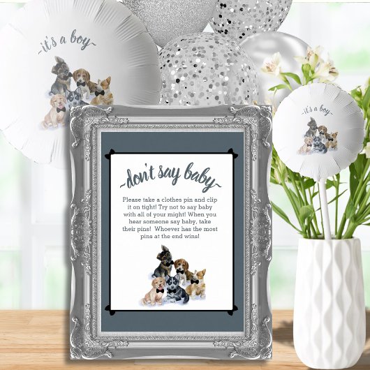 Reiner Welpe | Elegant Say Baby Shower Game Poster