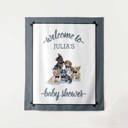 Reiner Welpe | Elegantes Babyduschenschild Wandteppich (Vorderseite)