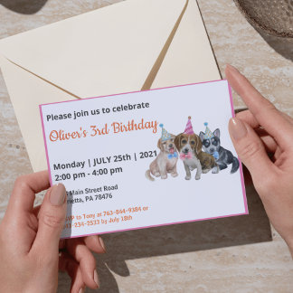 Reiner Welpe | Hunde Theme Boy First Birthday Part Einladung