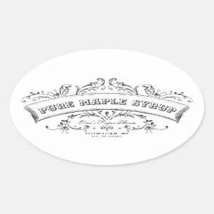 Reines Ahornsirup - altmodisches Scroll-Label Ovaler Aufkleber