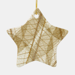 Reines cremefarbenes Spitzenlaub Keramik Ornament