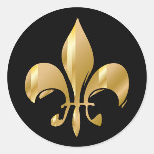 Reines Gold Fleur de Lis Runder Aufkleber