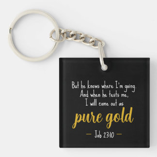 Reines Gold Job 23:10 Schlüsselanhänger mit Bibelv