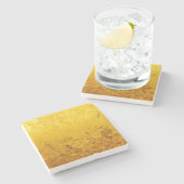 REINES GOLDmuster/Goldblatt + Ihr Text/Bild Steinuntersetzer (Seitenansicht)