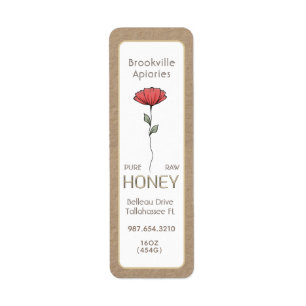 Reines Honey-Label, Kraft und Weiß mit Blume