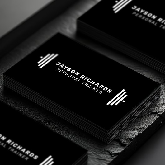 Reines Schwarz Fettes Barbell Personal Trainer Ein Visitenkarte