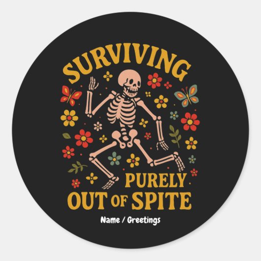 Reines Überleben aus dem spitzigen, lustigen Retro Runder Aufkleber (Vorderseite)