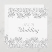 Reines Vintages französisches Hochzeitsgericht Einladung (Vorne/Hinten)