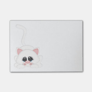 Reines weißes Miezekatze-Katzen-Spielen Post-it Klebezettel