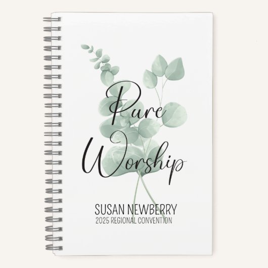 Reines Worship-Kongressbuch mit Eukalyptus Notizblock (Vorderseite)