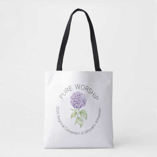 Reines Worship Tote Tasche mit Hydrangeas (Vorderseite)