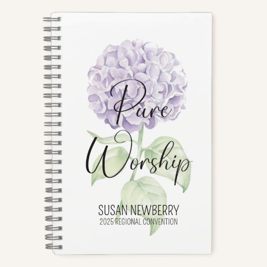 Reines, zweiseitiges Notebook mit Hydrangea Notizblock (Vorderseite)