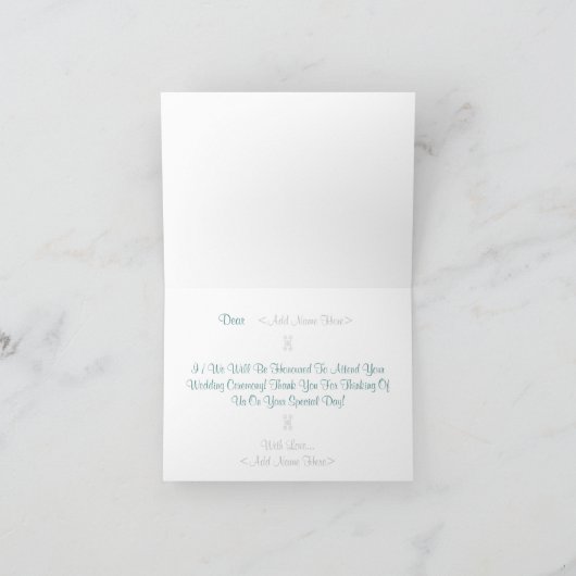 Reinheit Wedding Acceptance Karte (Innenseite)