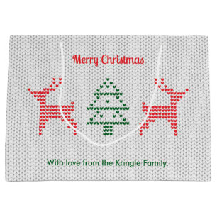 Reinhirsche Weihnachten Ugly Sweater Texture Große Geschenktüte