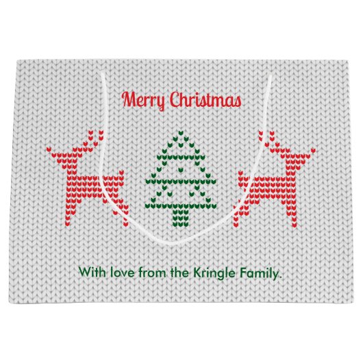 Reinhirsche Weihnachten Ugly Sweater Texture Große Geschenktüte (Vorderseite)