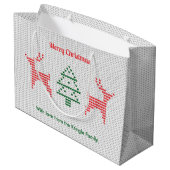 Reinhirsche Weihnachten Ugly Sweater Texture Große Geschenktüte (Rückseite Schrägansicht)
