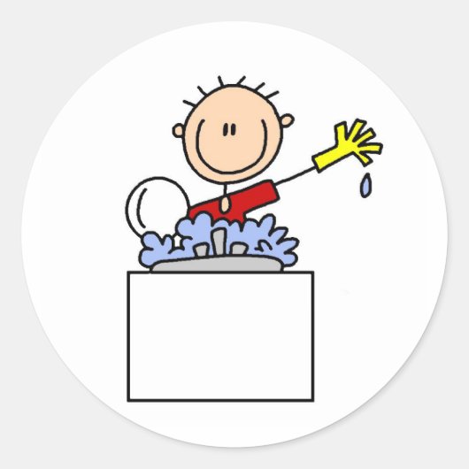 Reinigen des Aufklebers für Geschirr Runder Aufkleber (Vorderseite)