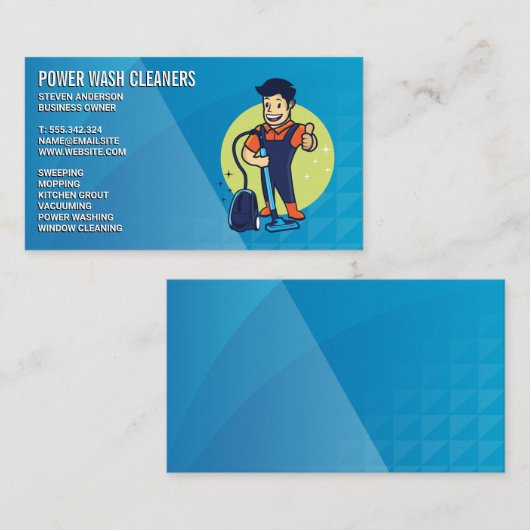 Reiniger mit Vakuum | Zuhause-Services Visitenkarte (Vorne/Hinten)