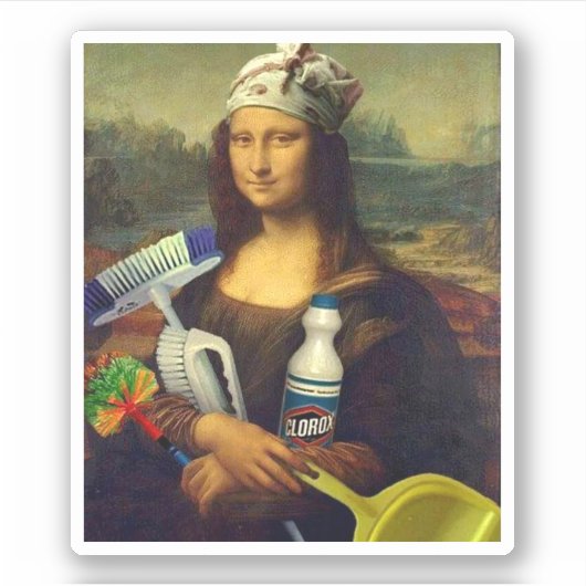 Reiniger Mona Lisa mit Reinigungstools Da Vinci Aufkleber (Vorderseite)