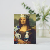 Reiniger Mona Lisa mit Reinigungstools Da Vinci Postkarte (Stehend Vorderseite)