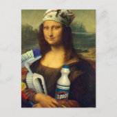 Reiniger Mona Lisa mit Reinigungstools Da Vinci Postkarte (Vorderseite)