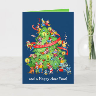 Reinigung der Weihnachtsbaumkarte Feiertagskarte