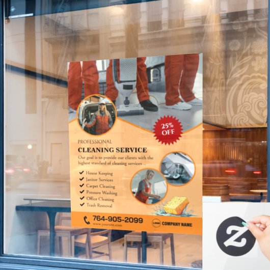 Reinigung des Fensters "Dienste" Fensteraufkleber (Café-Fenster)