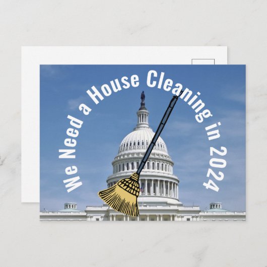 Reinigung des Hauses 2024 Wahl Postkarte (Vorne/Hinten)