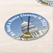 Reinigung des Hauses 2026 Wahl Runder Pappuntersetzer (Angewinkelt)