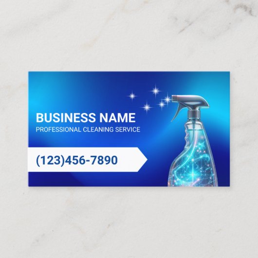 Reinigung des Hauses Blue Holographic Spray Cleane Visitenkarte (Vorderseite)