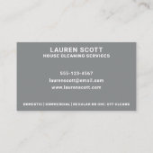 Reinigung des Hauses Einfach Minimalistisch grau Visitenkarte (Rückseite)