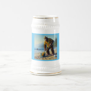 Reinigung des Strandes Bierglas