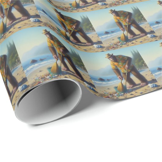 Reinigung des Strandes Geschenkpapier (Rolleneckpunkt)