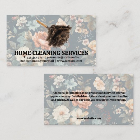 Reinigung Duster | Elegantes Muster Visitenkarte (Vorne/Hinten)