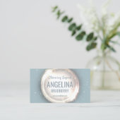 Reinigung Fachmann Service Glitzer Circle Light Bl Visitenkarte (Stehend Vorderseite)