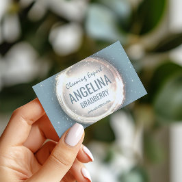 Reinigung Fachmann Service Glitzer Circle Light Bl Visitenkarte