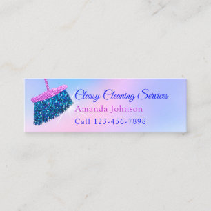 Reinigung hält Haushälterin-rosa Blau Glitter1 Mini Visitenkarte