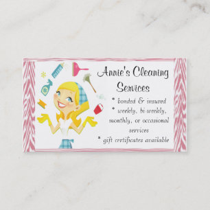 Reinigung hält Mädchen-Visitenkarte instand Visitenkarte