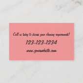 Reinigung hält Mädchen-Visitenkarte instand Visitenkarte (Rückseite)