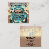 Reinigung Haus Service QR Code Tropfen Gold Wäsche Quadratische Visitenkarte (Vorne/Hinten)